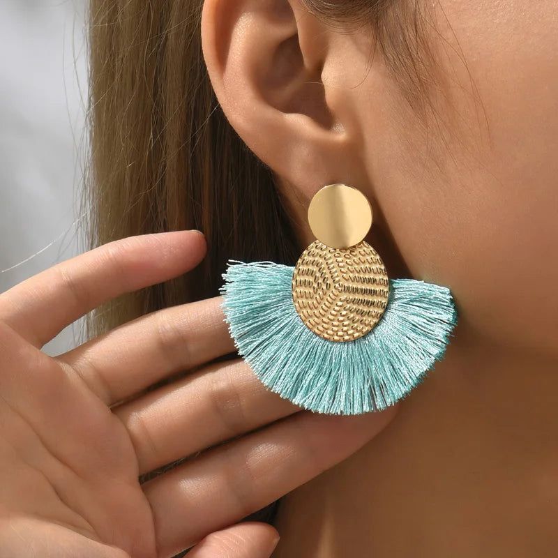 Fashion Bohemian White Tassel Dangle Earrings