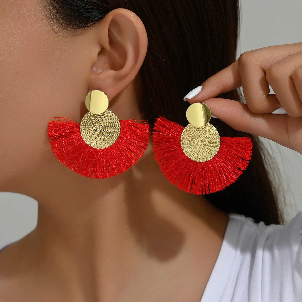 Fashion Bohemian White Tassel Dangle Earrings