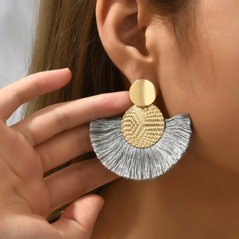 Fashion Bohemian White Tassel Dangle Earrings