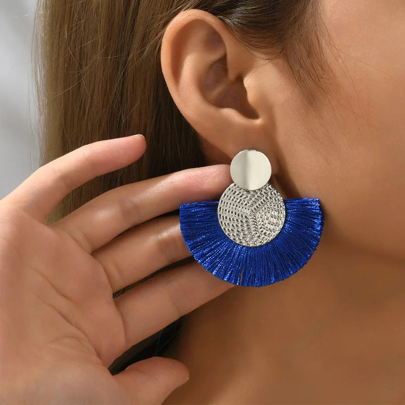 Fashion Bohemian White Tassel Dangle Earrings
