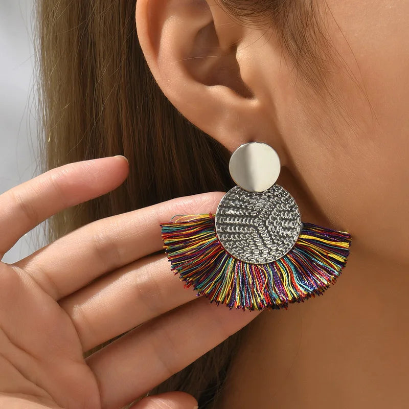 Fashion Bohemian White Tassel Dangle Earrings