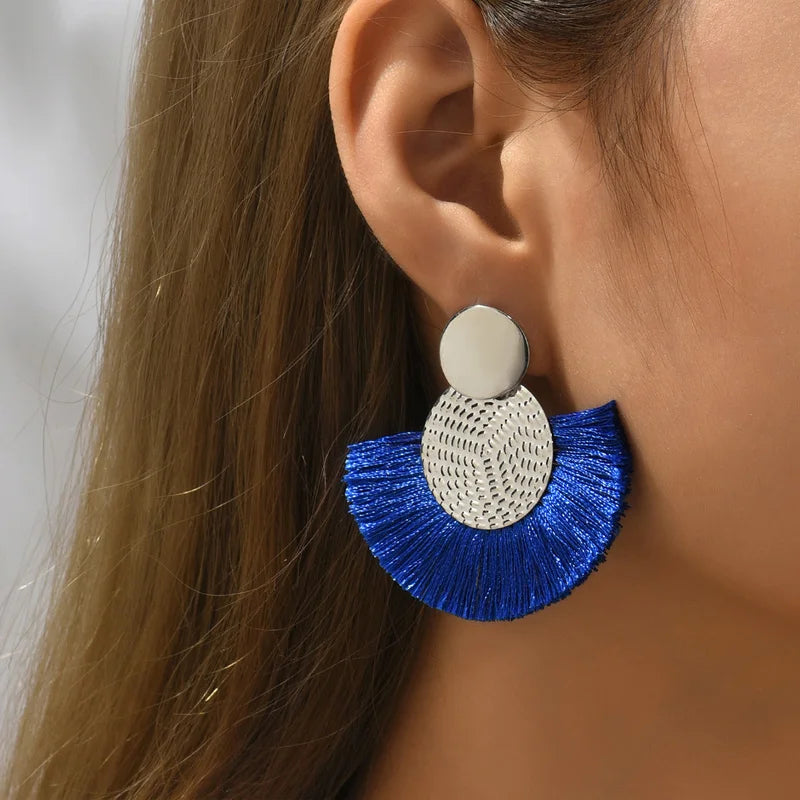Fashion Bohemian White Tassel Dangle Earrings