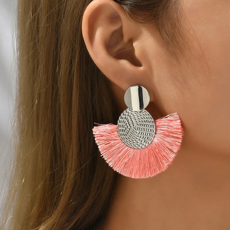 Fashion Bohemian White Tassel Dangle Earrings