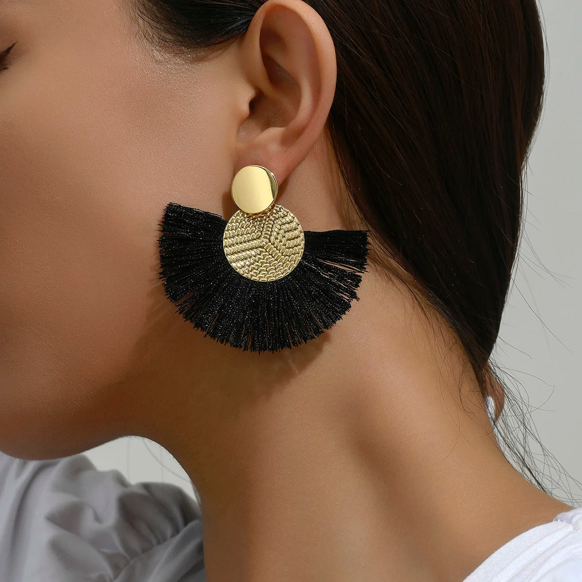 Fashion Bohemian White Tassel Dangle Earrings