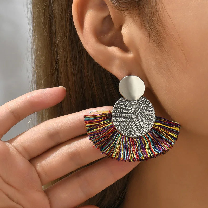 Fashion Bohemian White Tassel Dangle Earrings