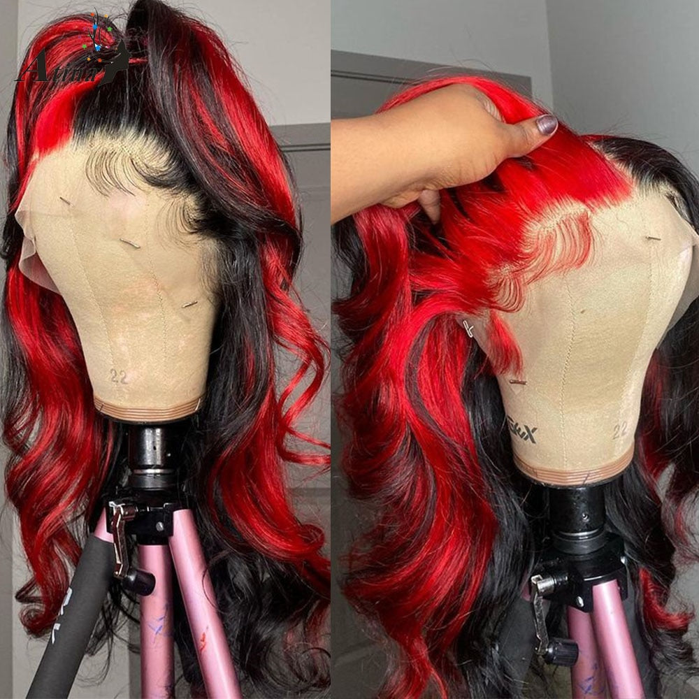 "Trippy" Ombre Half Colored  Glueless HD Transparent Wig