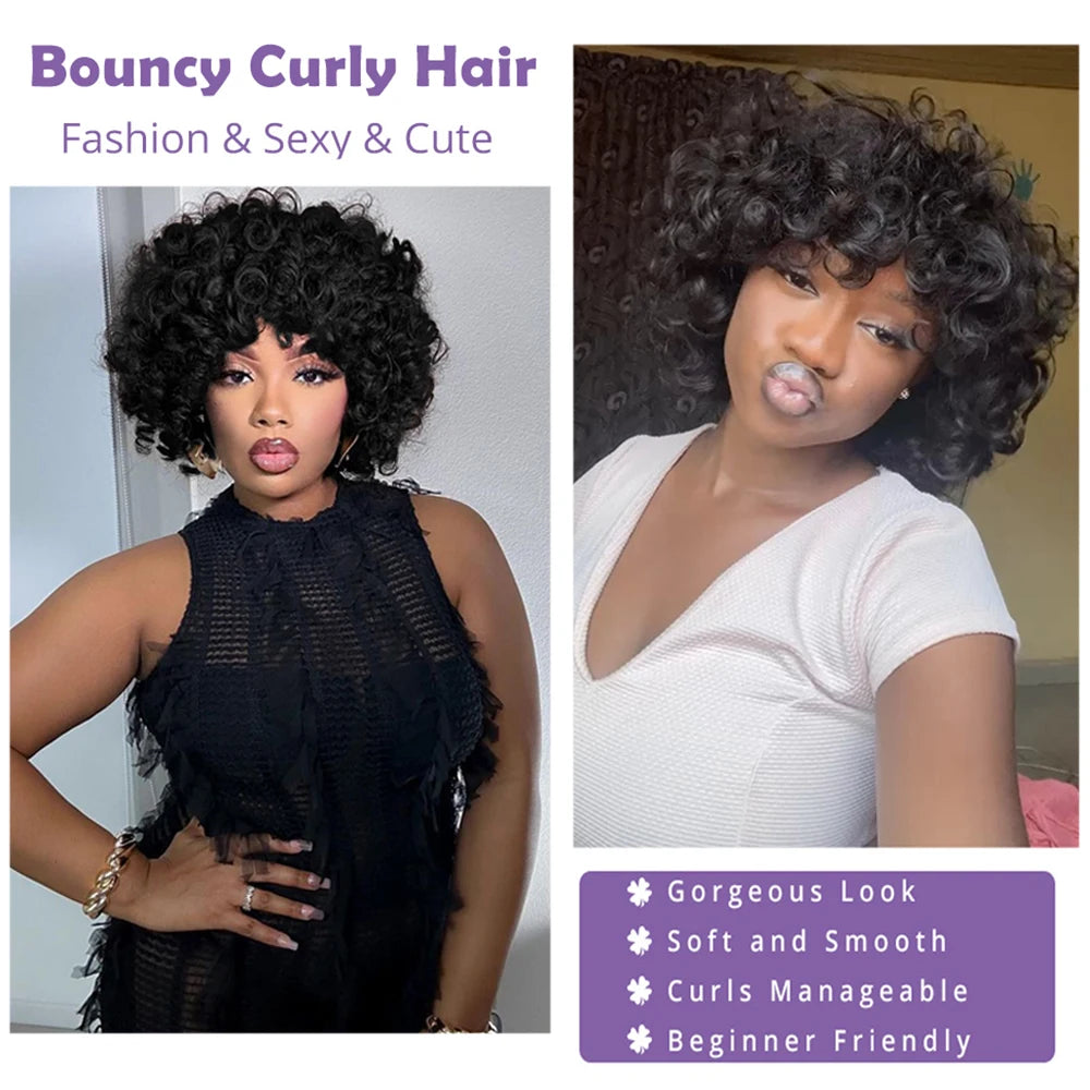 "Call me Rose" Short Curly Bouncy Wig with Bangs