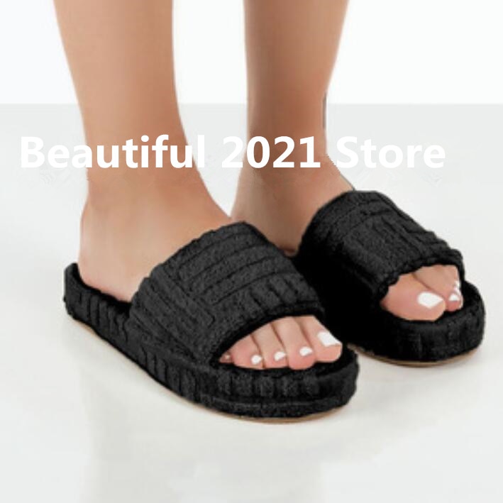 women new home slippers thick-soled warm furry