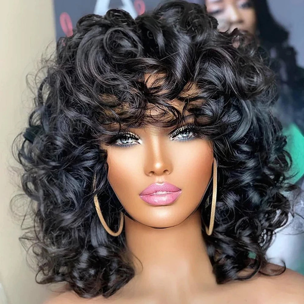 "Call me Rose" Short Curly Bouncy Wig with Bangs