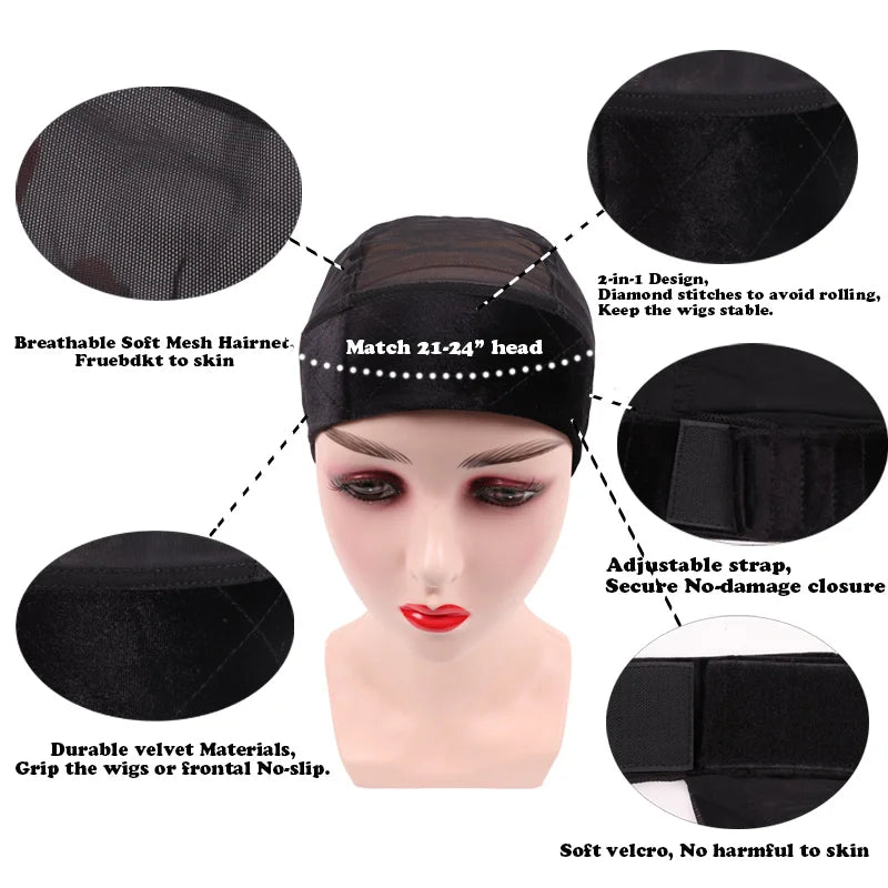 1/2/3Pcs Breathable Wig Grip Cap Velvet Wig Grip And Wig Caps For Wigs Hair Protective Cap With Velvet Edges Scarf For Fix Wigs