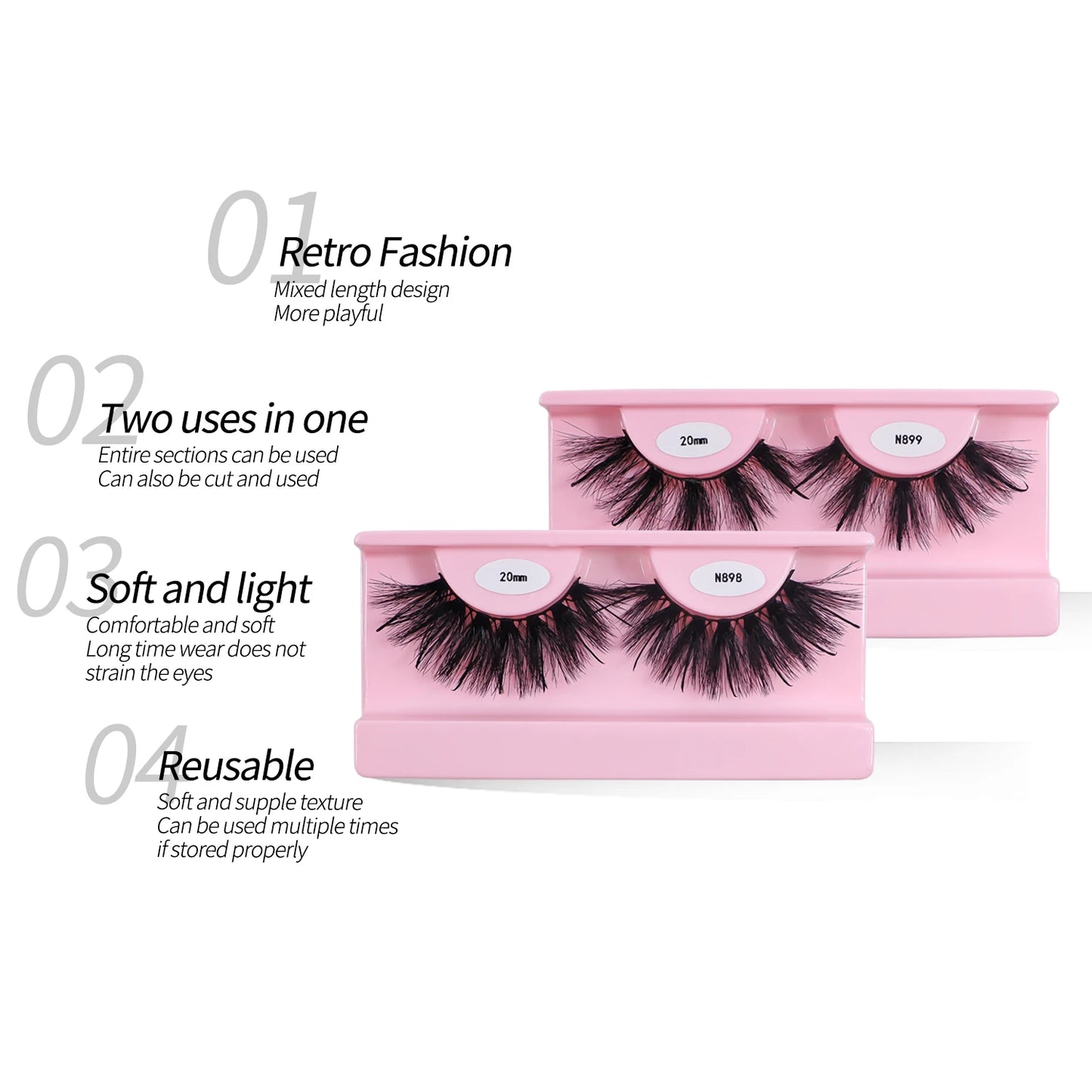 Wispy Thick Natural Fluffy Mink Full  Strip Lashes