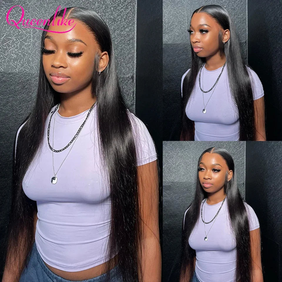 6X6 5x5 4X4 Lace Closure With 30 40 Inch  Bundles With 13x4 Frontal Straight Brazilian