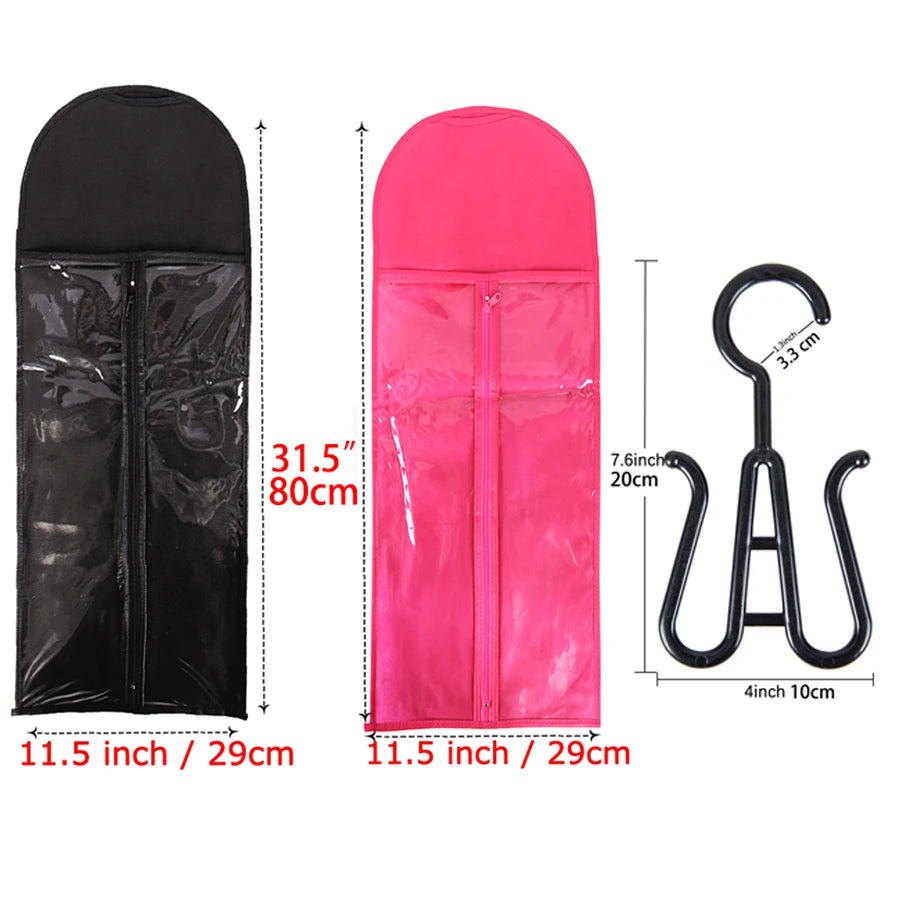 5/10 Set Long Wig Storage Bag Holder Case Hair Extensions Storage Bag With Hanger For Wig Hair Extension Storage Bag With Hanger