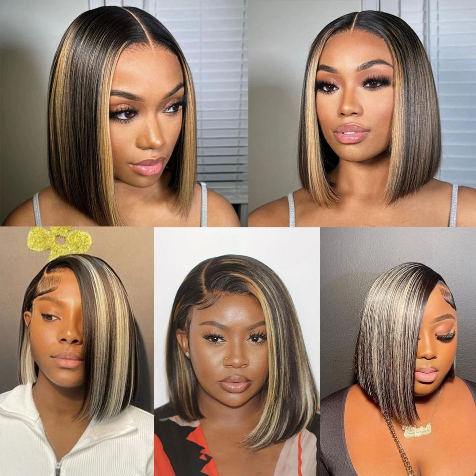 "Keisha Lisa "1B/27 Highlight Bone Straight Bob Wig