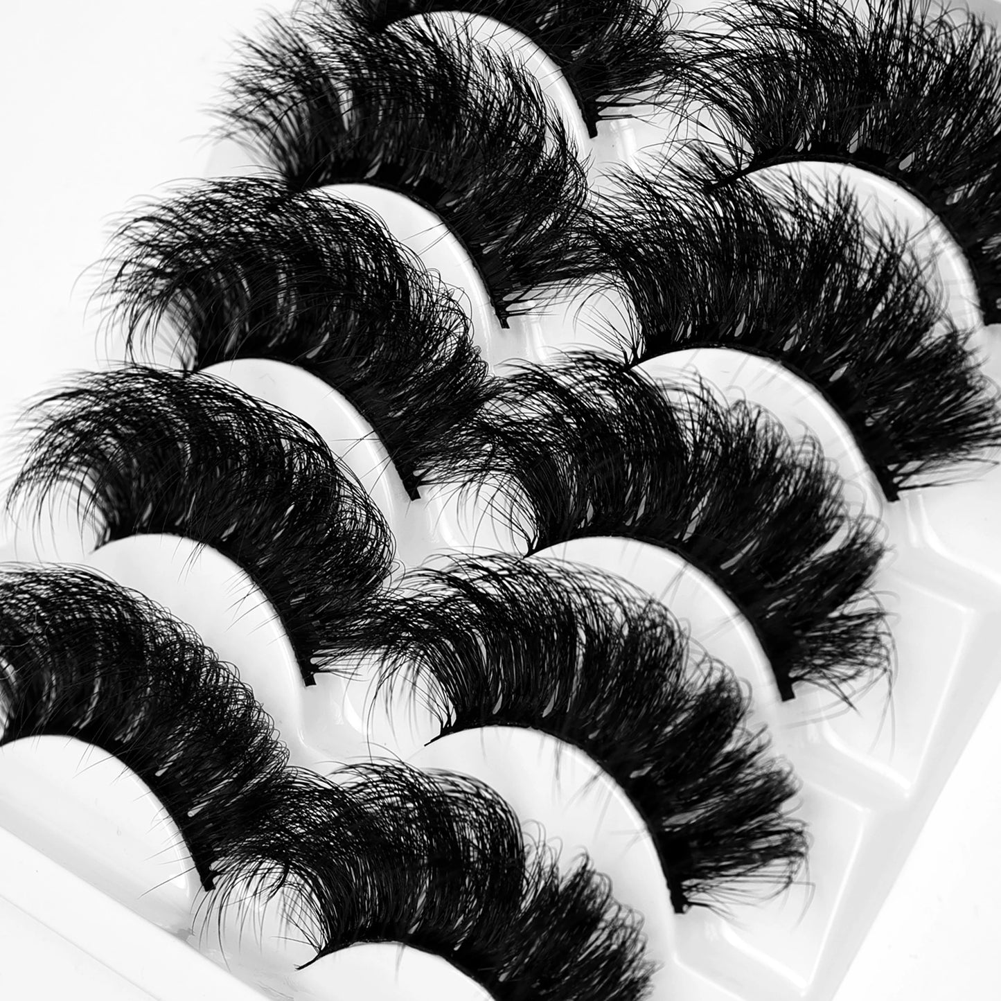 Fluffy  Cat-Eye Look 8D Volume Fake Eyelash Strips 5 Pairs Pack