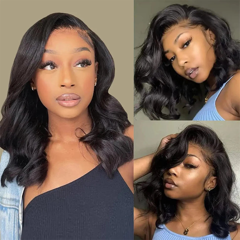 Lil "Ms.DoMyBigOne" 200% Density 13x4 Curly Short Bob Body Wave Lace Frontal Wig