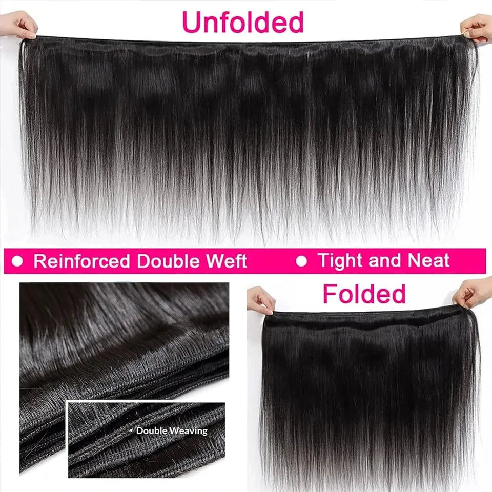 Bone Straight Brazilian Hair Bundles With 13x4 HD Lace Frontal