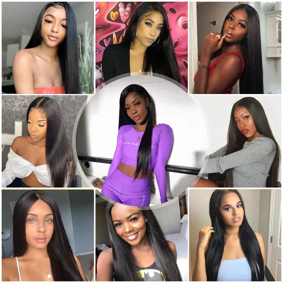 Bone Straight Brazilian Hair Bundles With 13x4 HD Lace Frontal