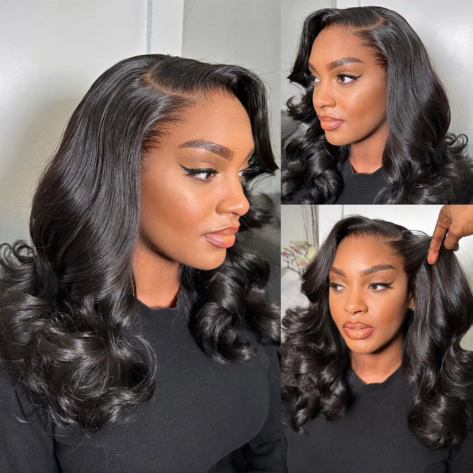 Lil "Ms.DoMyBigOne" 200% Density 13x4 Curly Short Bob Body Wave Lace Frontal Wig