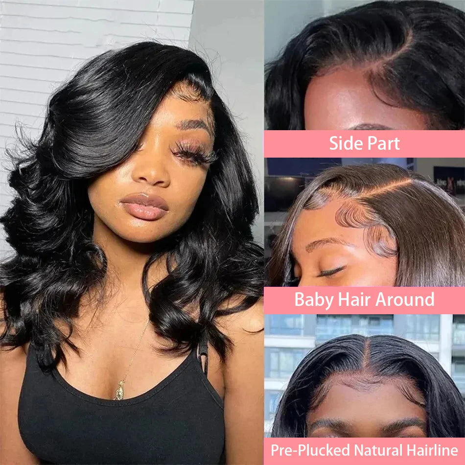 Lil "Ms.DoMyBigOne" 200% Density 13x4 Curly Short Bob Body Wave Lace Frontal Wig