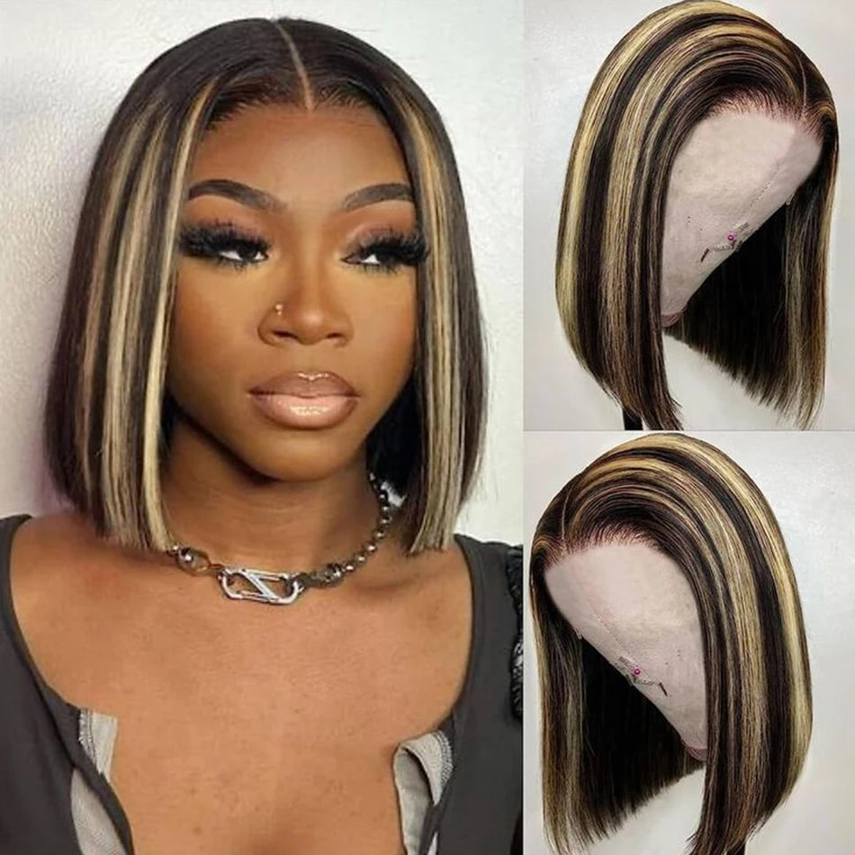 "Keisha Lisa "1B/27 Highlight Bone Straight Bob Wig