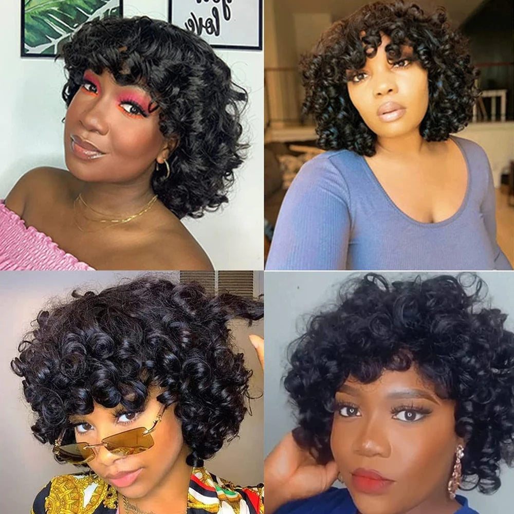 "Call me Rose" Short Curly Bouncy Wig with Bangs