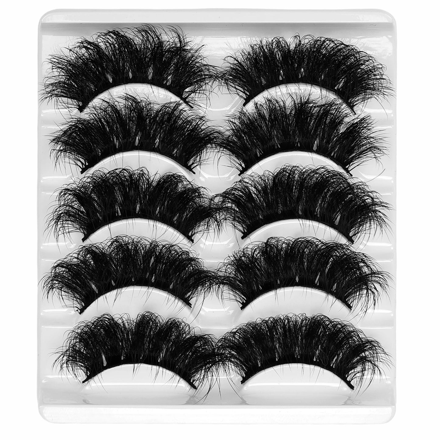 Fluffy  Cat-Eye Look 8D Volume Fake Eyelash Strips 5 Pairs Pack