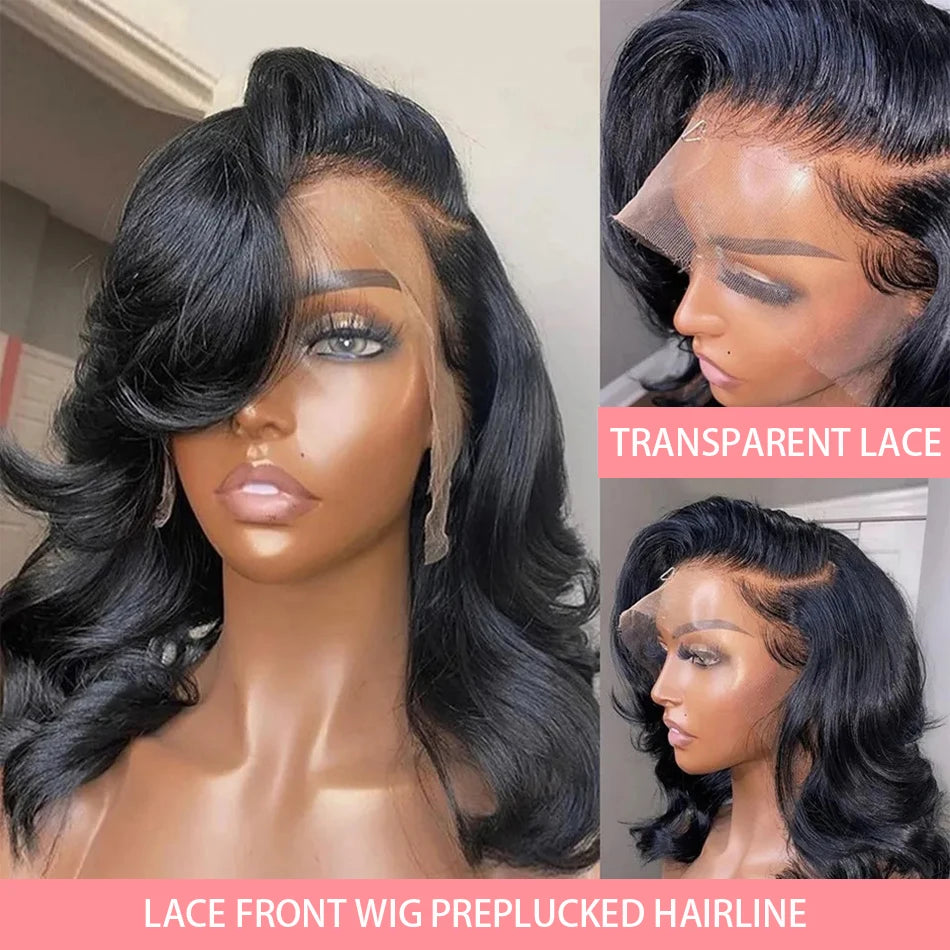 Lil "Ms.DoMyBigOne" 200% Density 13x4 Curly Short Bob Body Wave Lace Frontal Wig