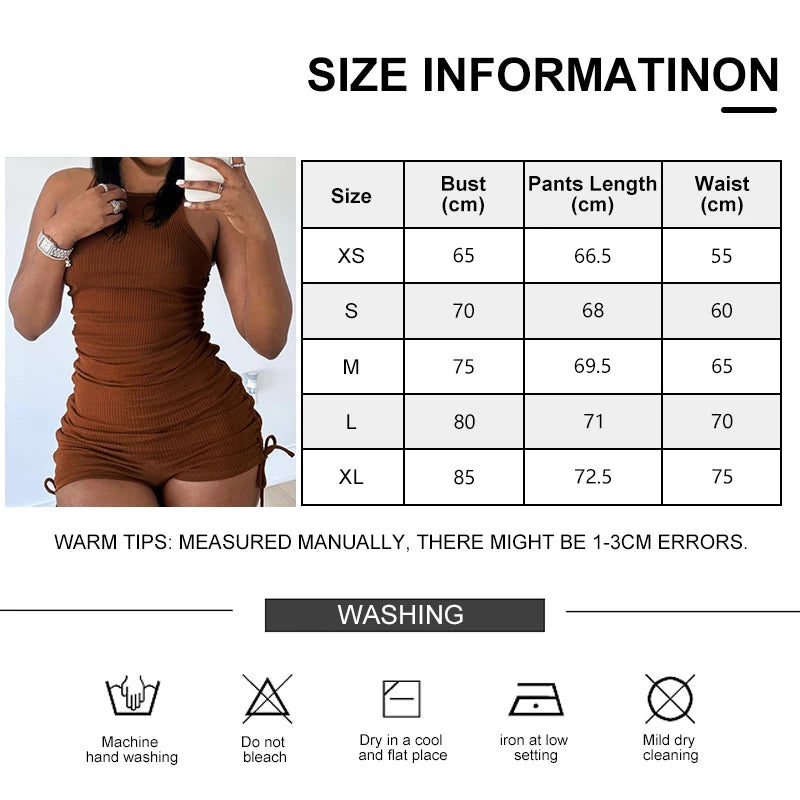 Summer New Sexy Women Jumpsuit Solid Sweet Spicy Sleeveless Drawstring Slim Fit Jumpsuit Fashion Casual Clothing