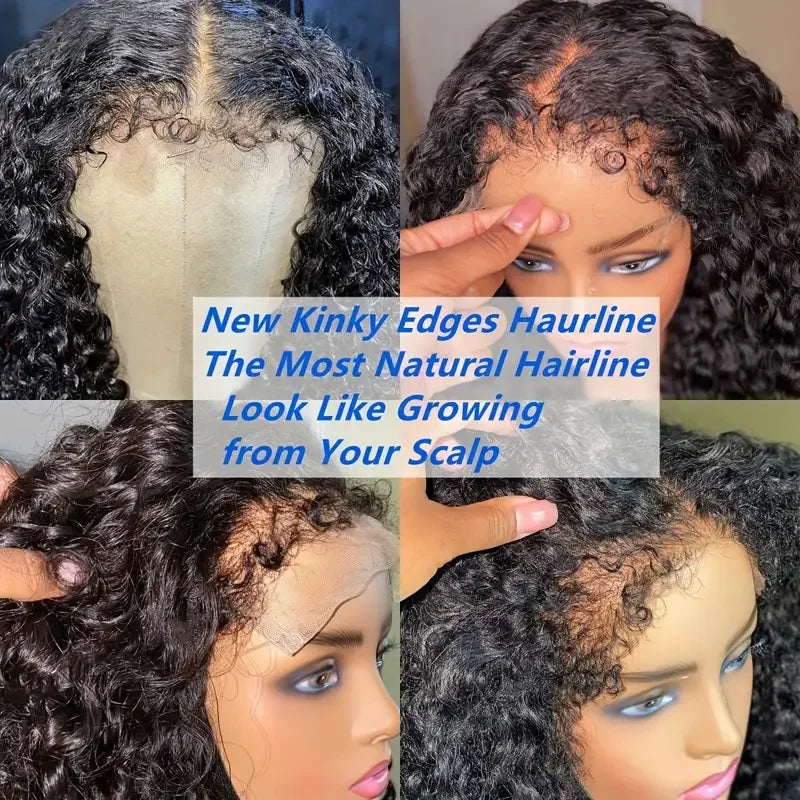 "Hermanie" Kinky Curly edge Wigs Short Bob 13x4 Lace Front Wig PrePlucked Baby Hair