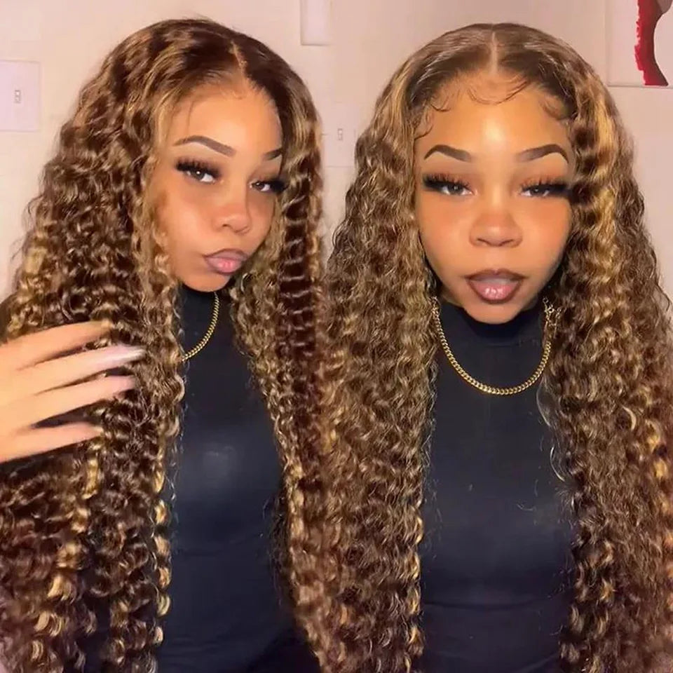 "Avianna" 4/27 Colored Glueless Pre Plucked Curly Wig