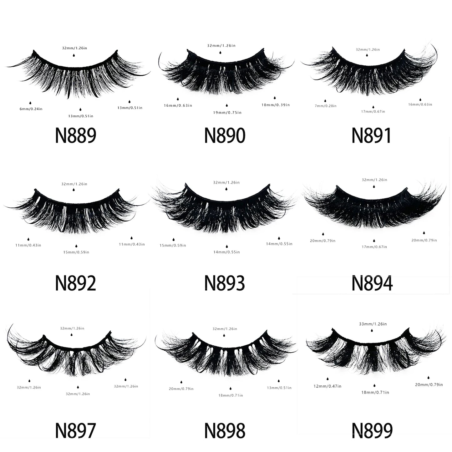 Wispy Thick Natural Fluffy Mink Full  Strip Lashes