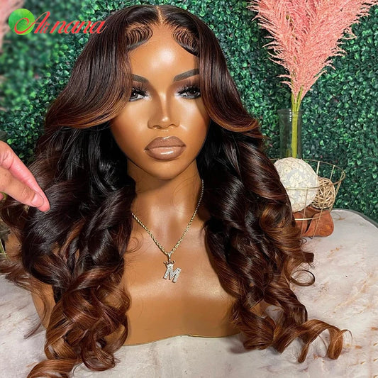 " NANI" Ombre Ginger Brown Body Wave Wig