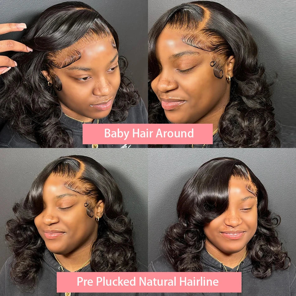 Lil "Ms.DoMyBigOne" 200% Density 13x4 Curly Short Bob Body Wave Lace Frontal Wig