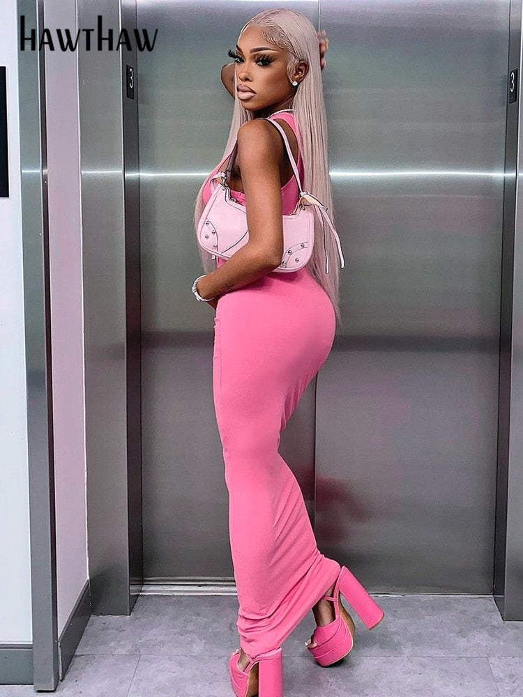 "On my Bodi" Sleeveless Streetwear Bodycon  Pencil Long Dress