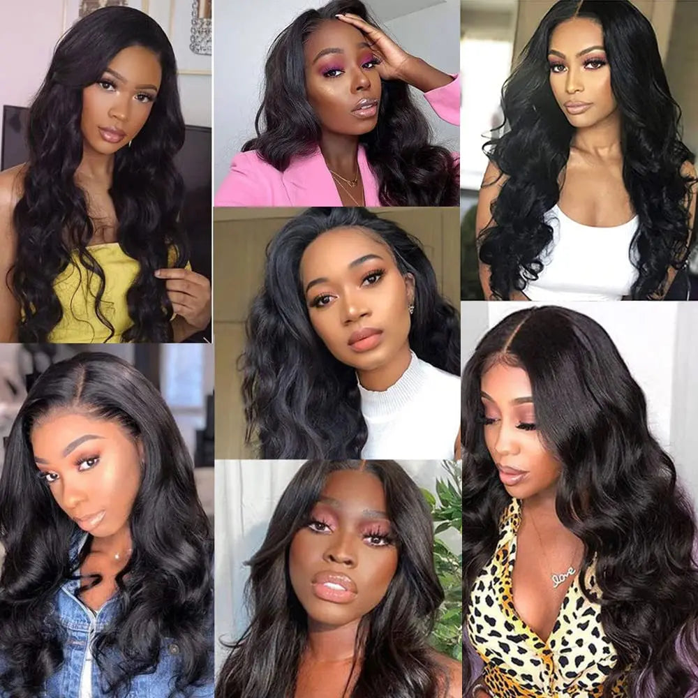 Brazilian Body Wave 3 Bundles  With Frontal 13x4 Transparent Lace Frontal