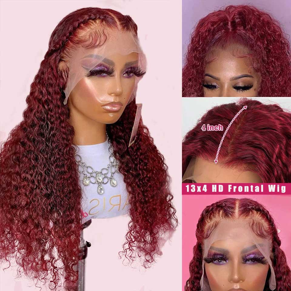 "Mrs.Candy" Burgundy Deep Wave Lace Front Wig