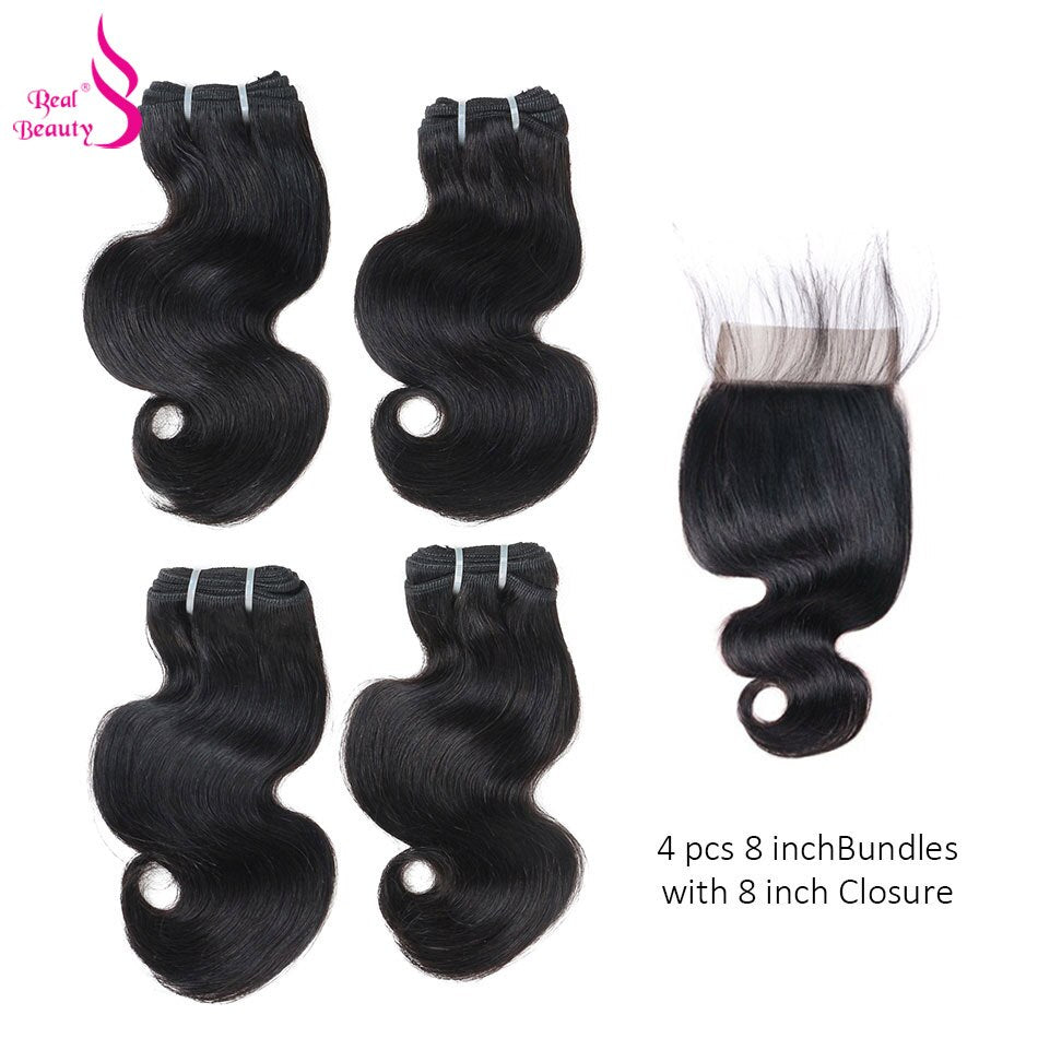 Real Beauty Brazilian Body Wave 4 Bundles With Closure