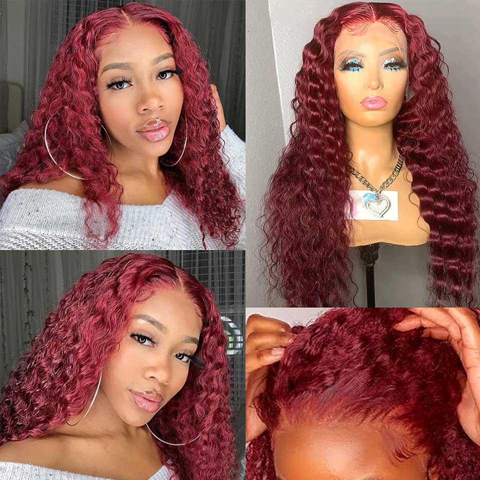 "Mrs.Candy" Burgundy Deep Wave Lace Front Wig