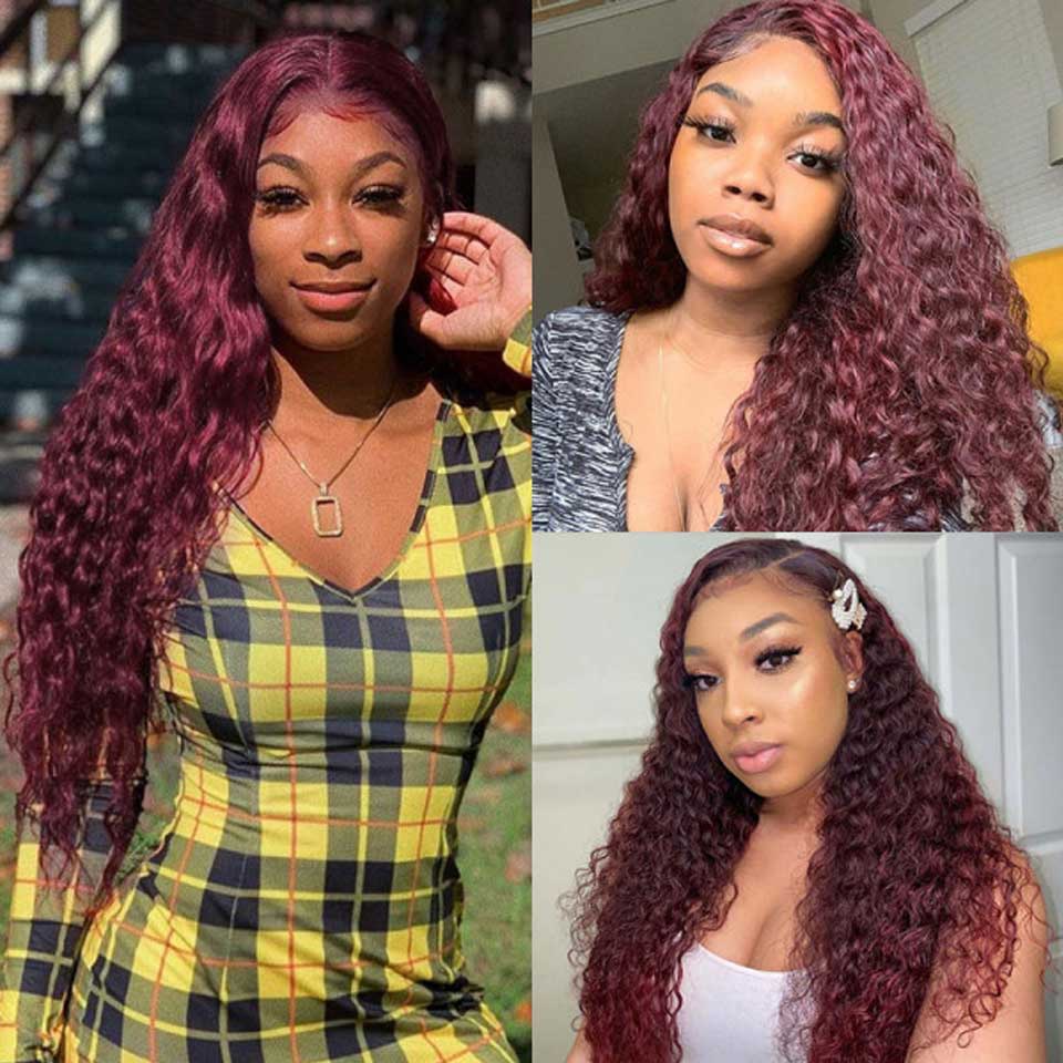 "Mrs.Candy" Burgundy Deep Wave Lace Front Wig