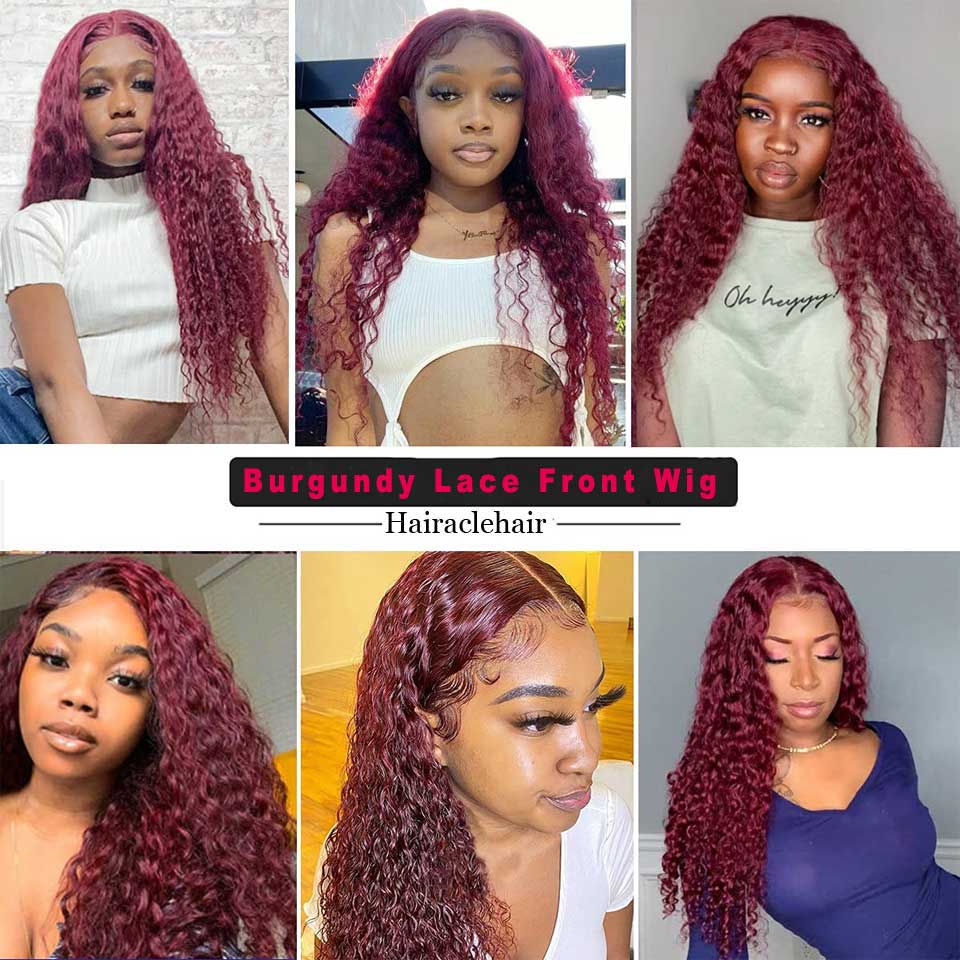 "Mrs.Candy" Burgundy Deep Wave Lace Front Wig