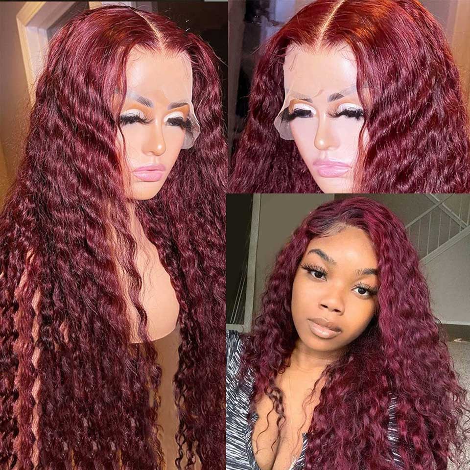 "Mrs.Candy" Burgundy Deep Wave Lace Front Wig