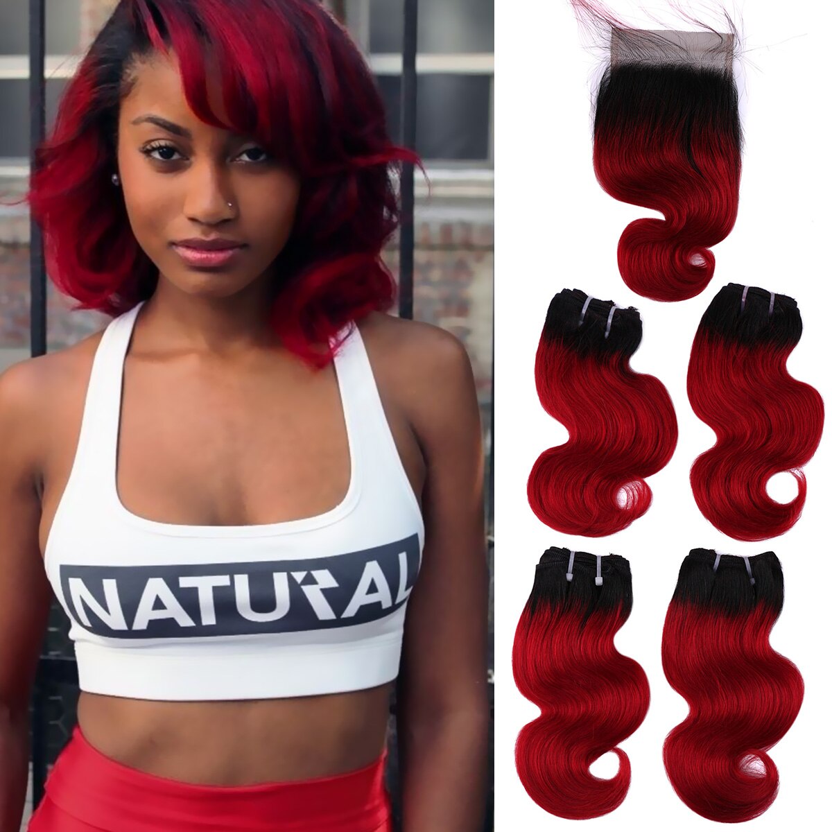 Real Beauty Brazilian Body Wave 4 Bundles With Closure