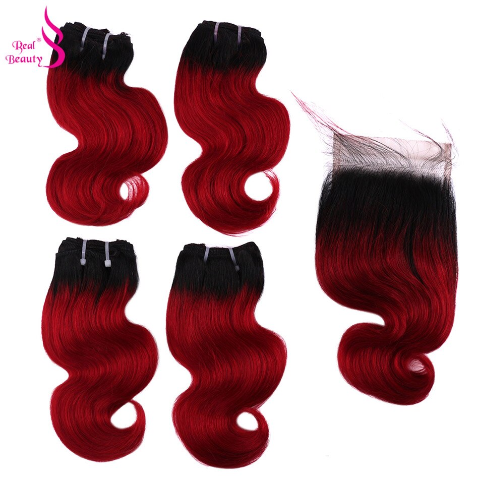 Real Beauty Brazilian Body Wave 4 Bundles With Closure