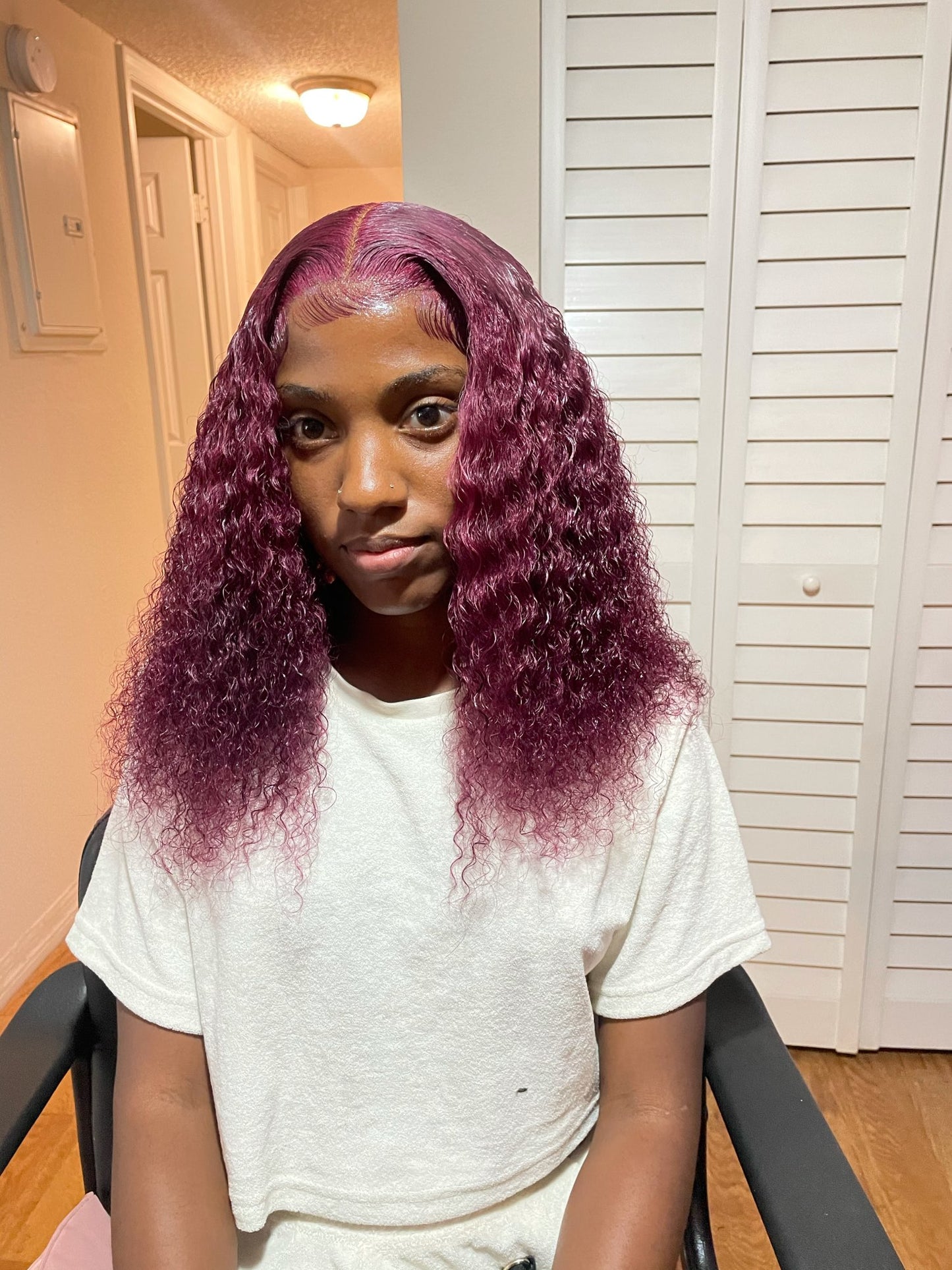 "Qiuona" Curly Burgundy Red Wigs