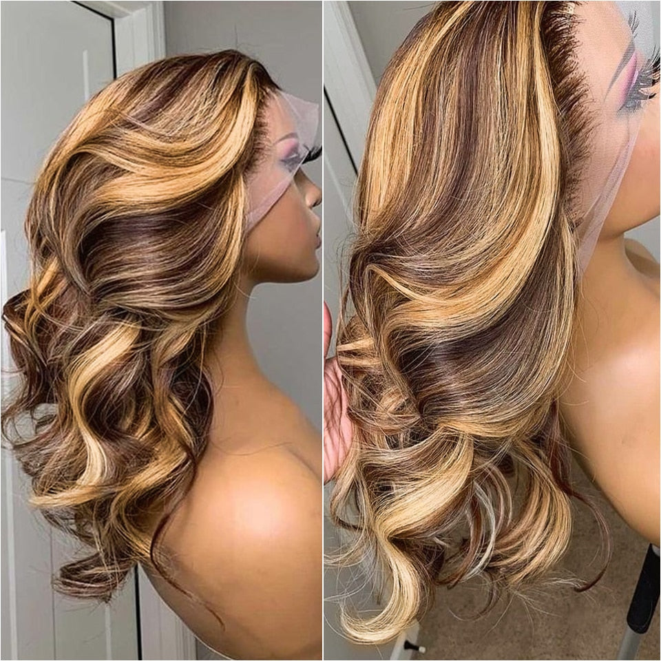 Highlight   Honey Blonde Body Wave Lace Front Wig