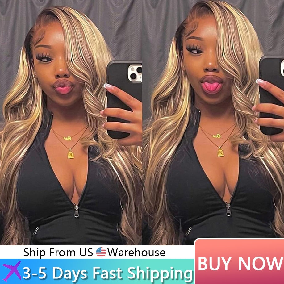 Highlight   Honey Blonde Body Wave Lace Front Wig