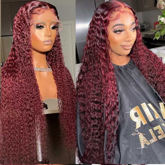 "Mrs.Candy" Burgundy Deep Wave Lace Front Wig