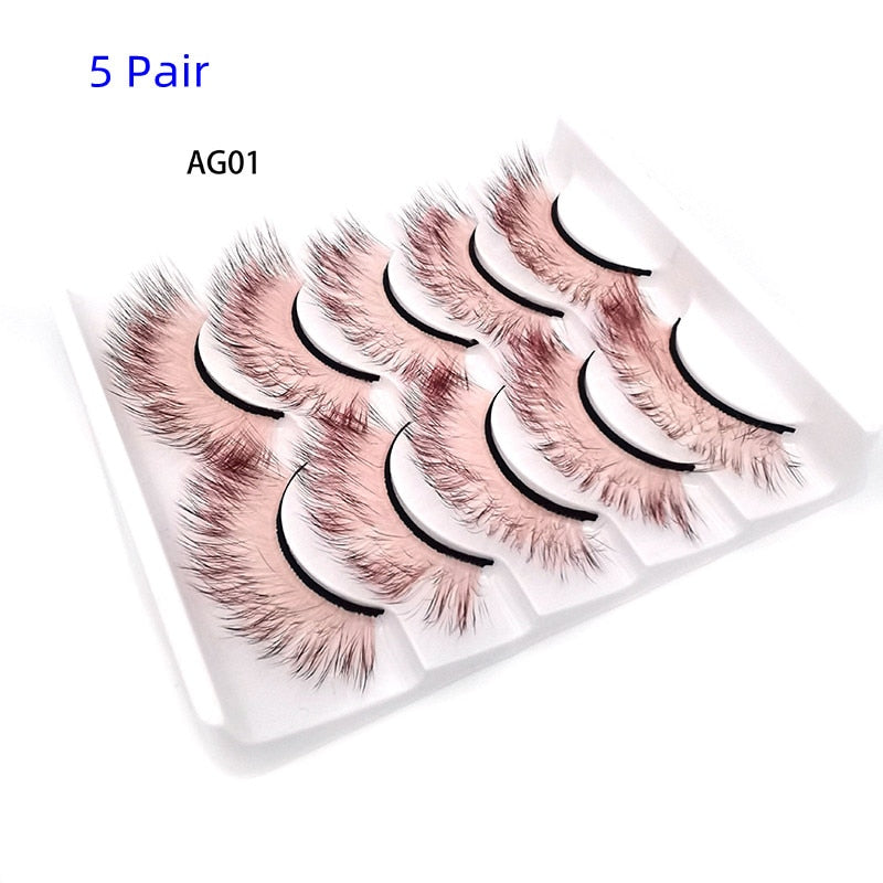 7/4pairs Colorful False Eyelashes 3D Mink Colored