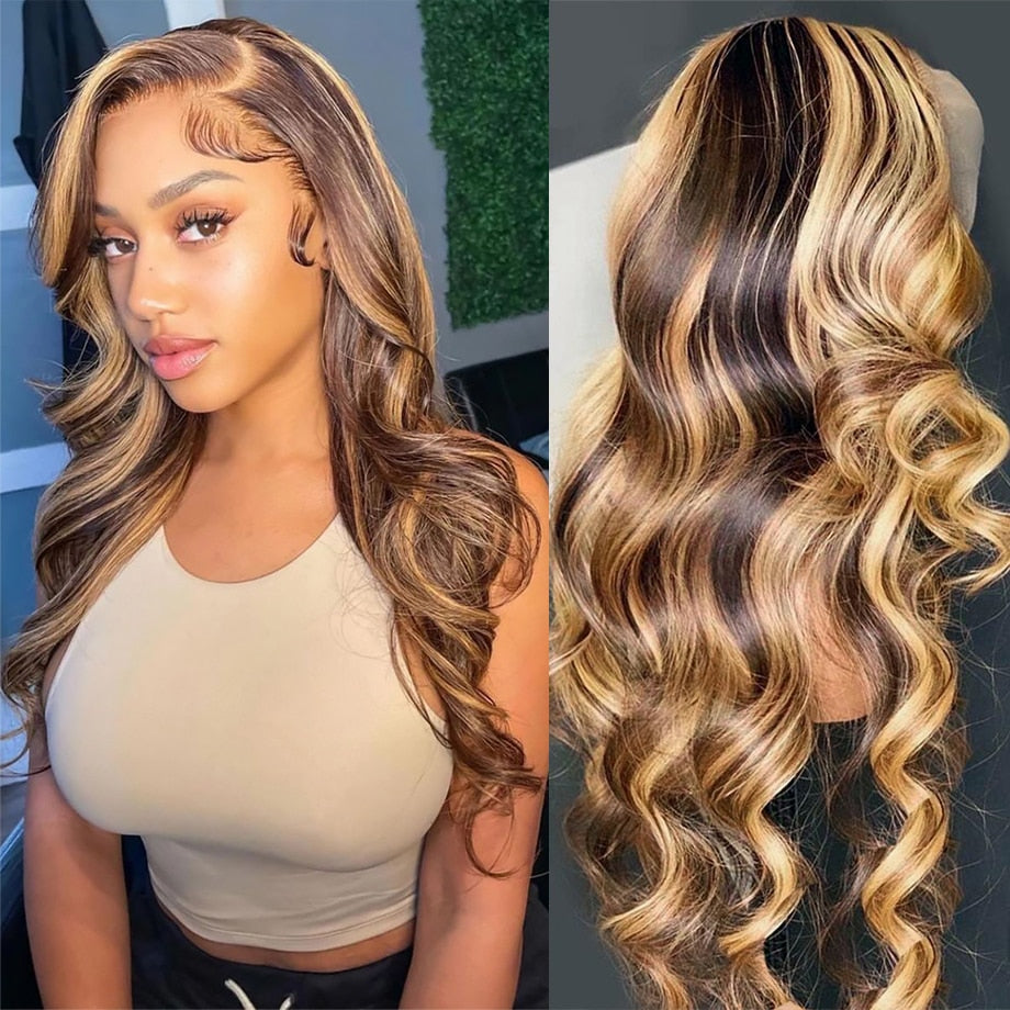 Highlight   Honey Blonde Body Wave Lace Front Wig